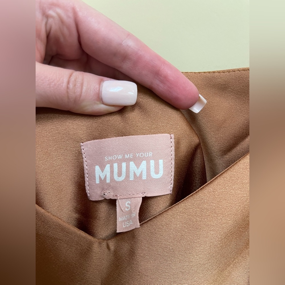 Show Me Your Mumu Faith Maxi Dress in Copper Luxe Satin - S - Picture 6 of 6